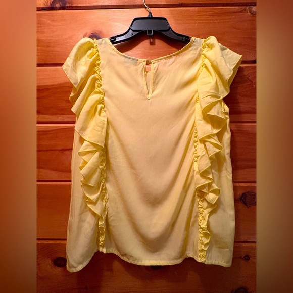 Coco + Carmen ruffled embellishment bright yellow blouse in size S/M. - Picture 4 of 7
